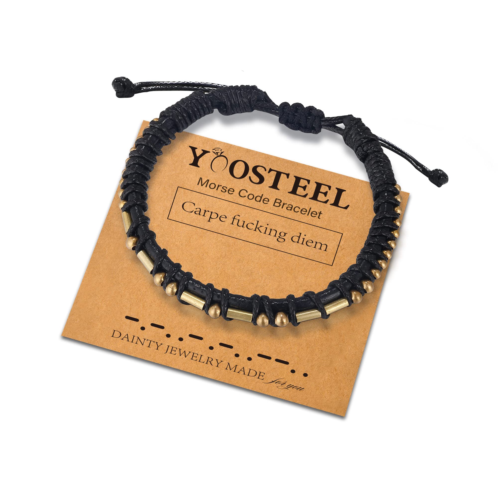 Yoosteel Adjustable Leather Morse Code Bracelet for Women & Men - Inspirational Friendship & Birthday Gift Jewelry - Perfect for Daily Wear, Gifts & Special Occasions