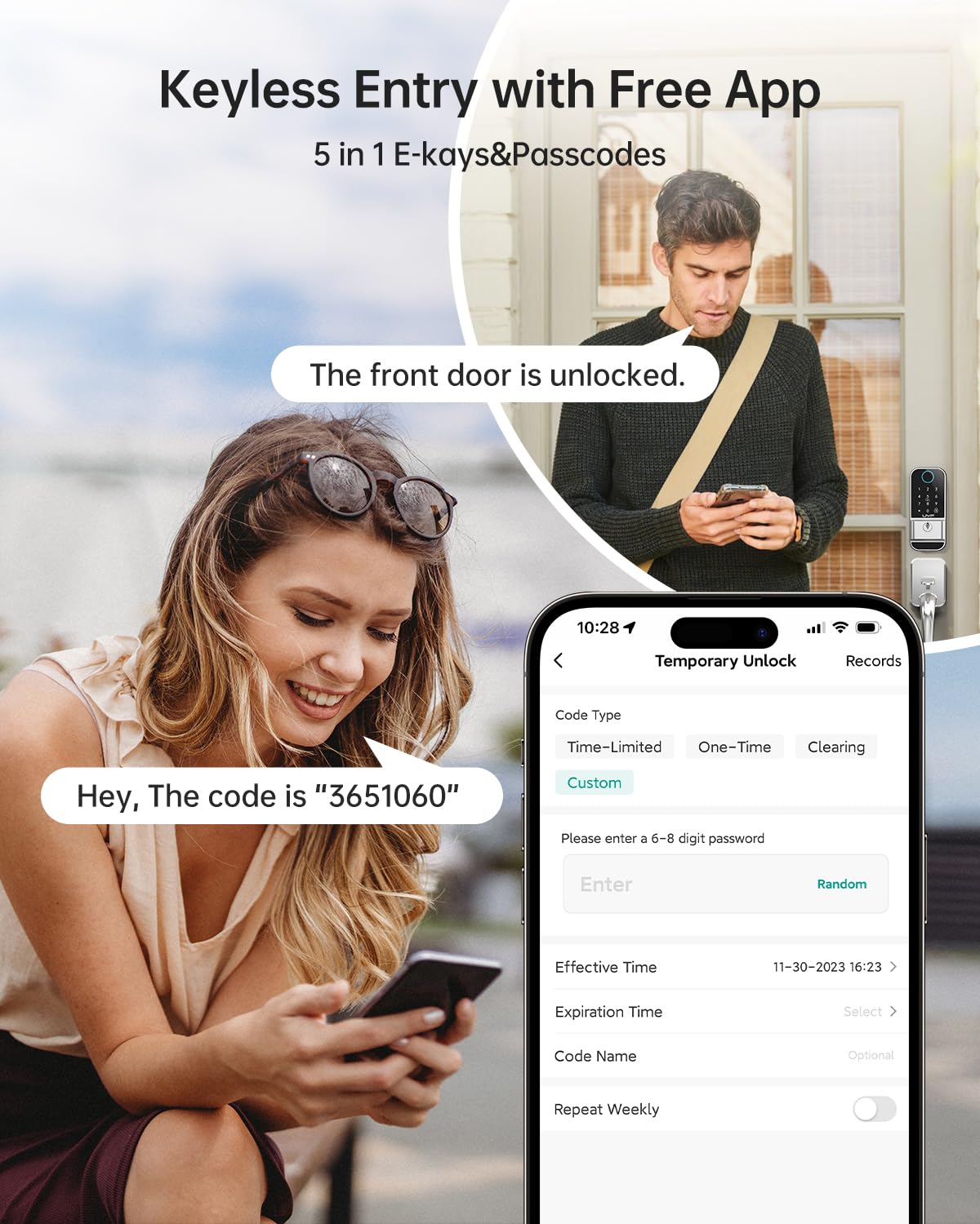 Smart WiFi Fingerprint Keyless Entry Door Lock with Keypad & Bluetooth - Digital Electronic Deadbolt Handle Set with Auto Lock, App & Alexa Remote Control - Perfect for Home Security & Smart Home Automation (Silver)
