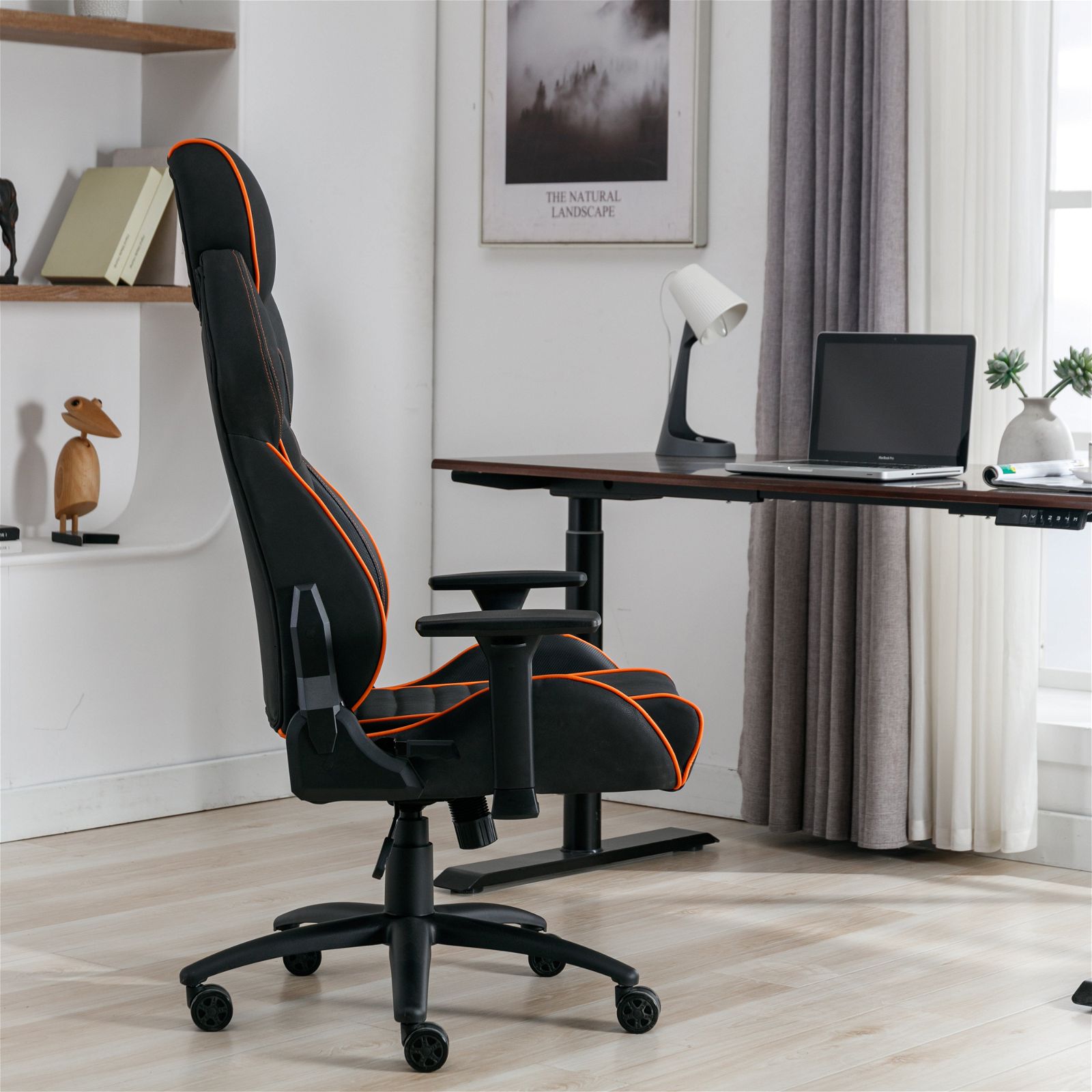 Premium Ergonomic Gaming & Office Chair with Adjustable Armrests - Black & Orange by Tauris - Perfect for Long Work Hours & Intense Gaming Sessions