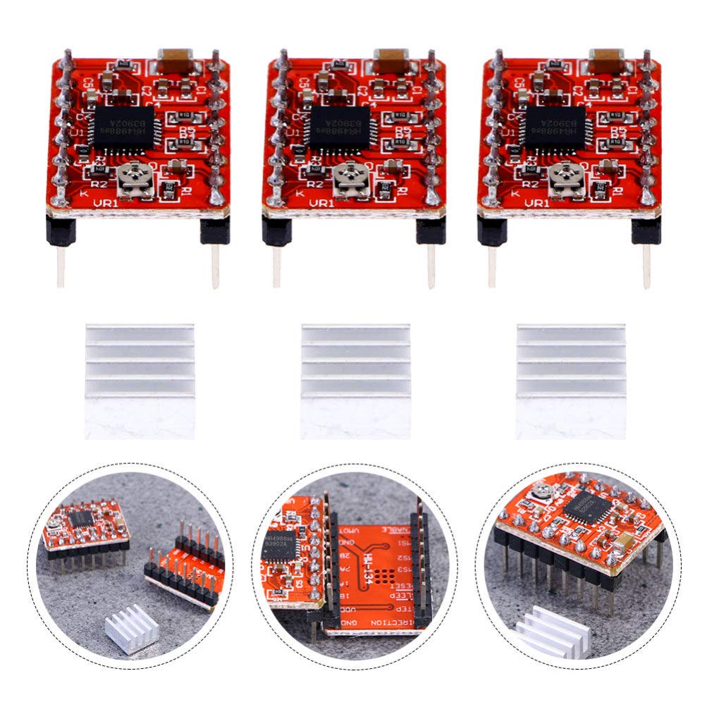 5pcs Stepper Motor Driver Module for 3D Printer Accessories - Red PCB Radiator, 3 Stepper Motor Pedals - Perfect for DIY Electronics, Robotics, and CNC Projects