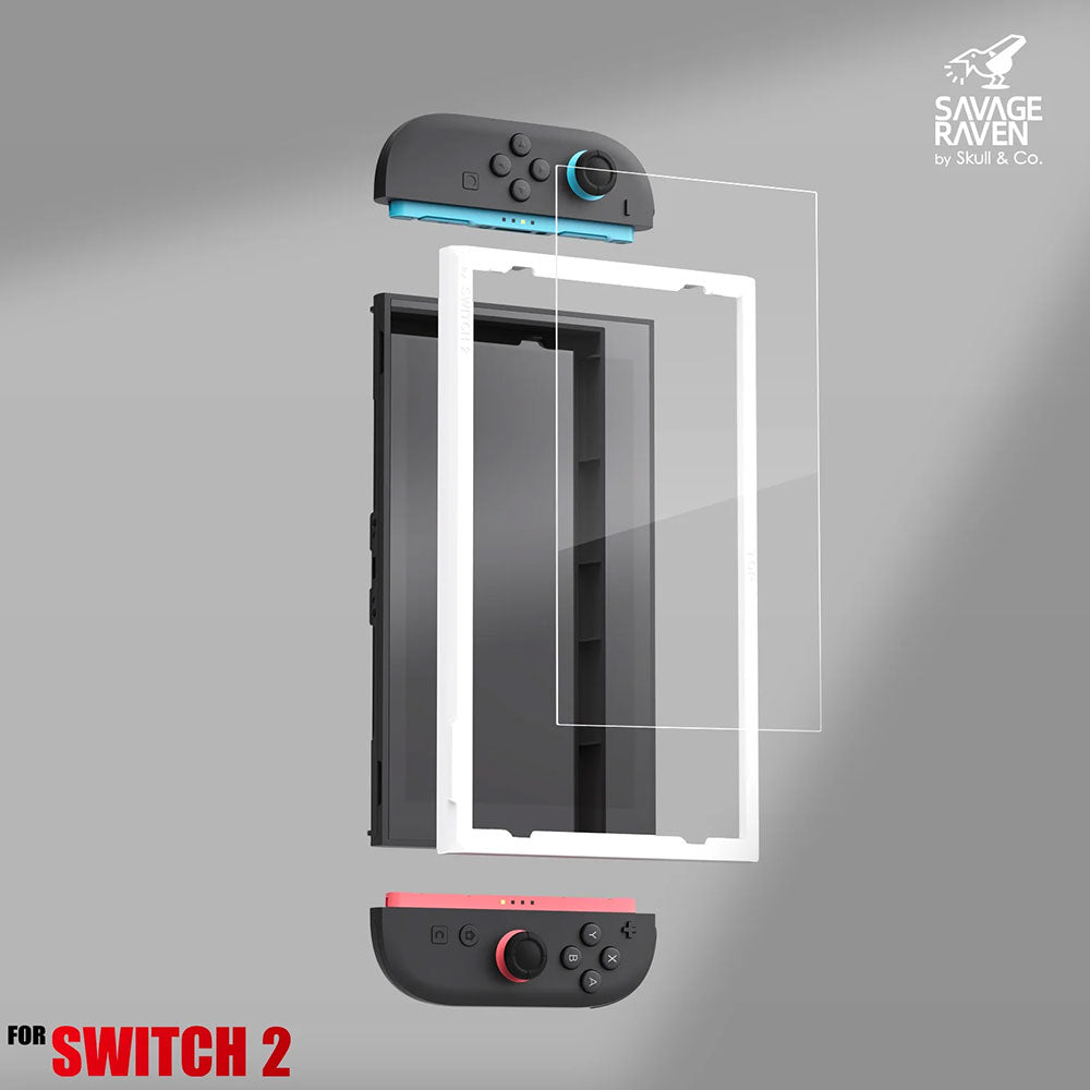Savage Raven by Skull & Co. Anti-Glare Matte Screen Protector with Easy Install Positioner for Nintendo Switch 2 - 2 Pack - Perfect for Gaming at Home or On-The-Go