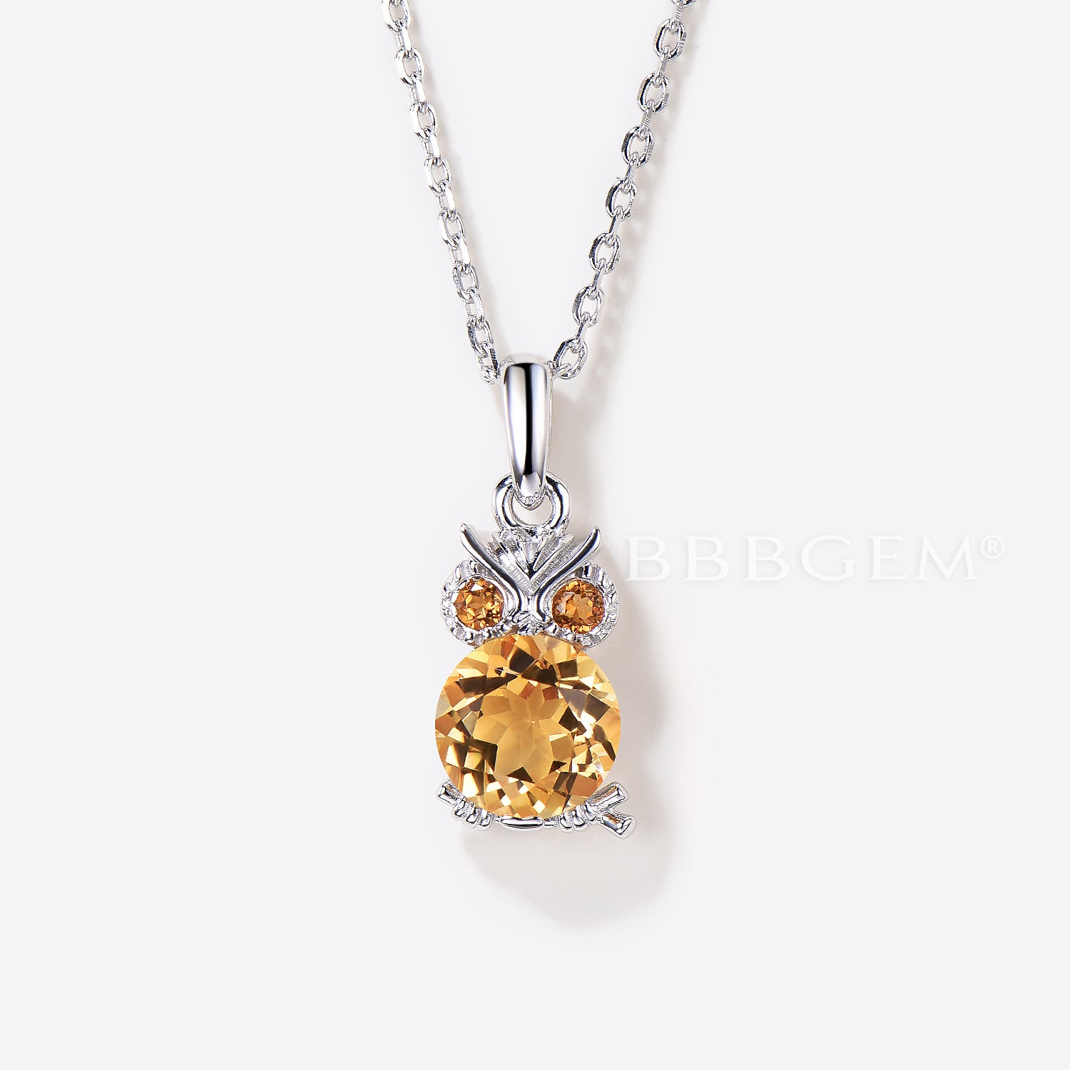 1.2CT Round Cut Natural Citrine Owl Pendant Necklace - Crystal Healing Jewelry for Women - Perfect for Meditation, Energy Balancing & Spiritual Gifts