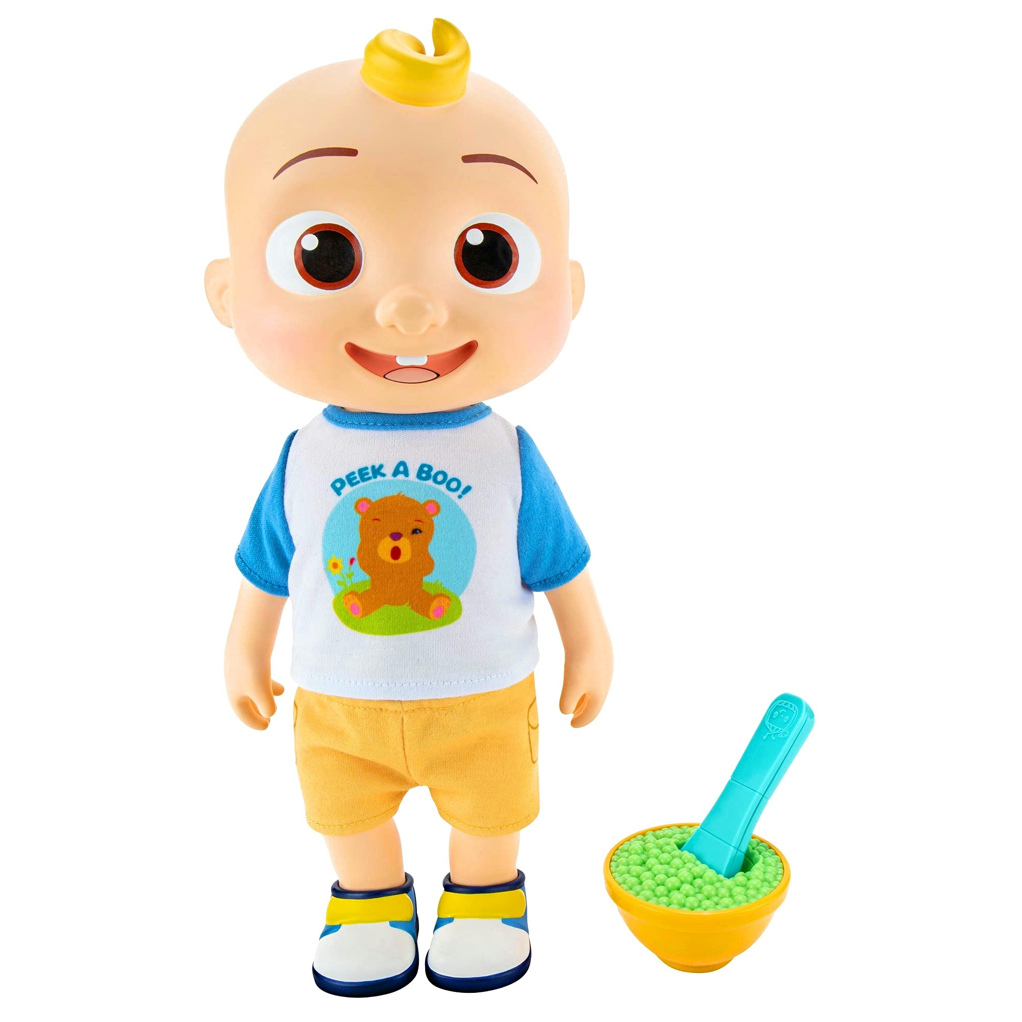 **CoComelon Interactive JJ Doll - Educational Musical Toy with 5 Learning Songs & Phrases for Toddlers 1-3 Years | Best Birthday Gift for Boys & Girls | Encourages Early Development & Sensory Play | Perfect for Playtime, Travel & Learning Fun | Great for Home, Daycare & On-the-Go Interactive Play & Early Education | Ideal for Bedtime Stories, Preschool Learning & Family Bonding Activities**
