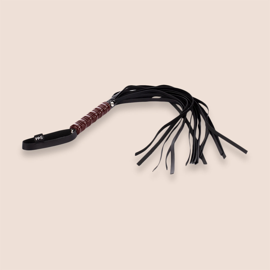 Sex & Mischief Faux Leather Flogger - Premium Vinyl BDSM Toy for Sensual Play & Spanking - Perfect for Couples, Roleplay & Adult Bondage Scenes