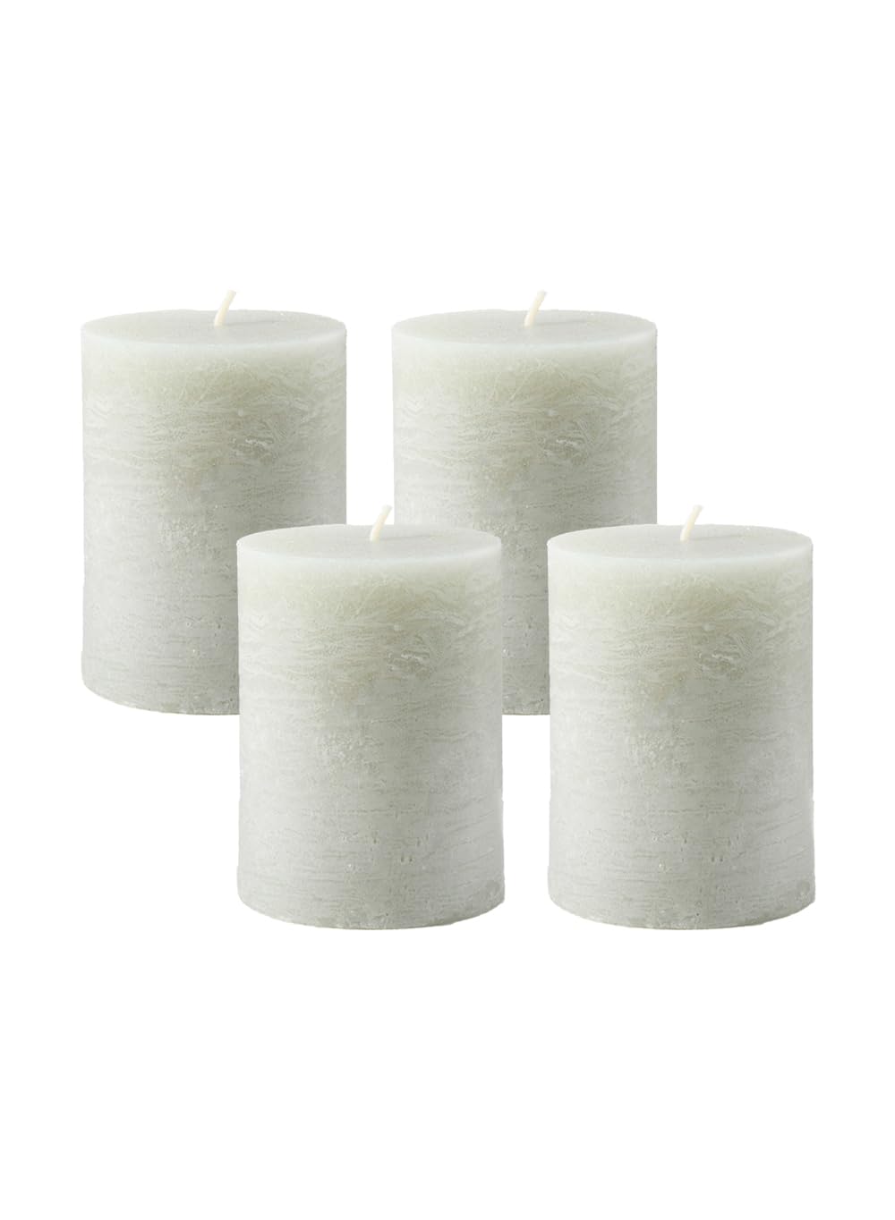 Set of 4 Rustic Cement Green Pillar Candles - 3
