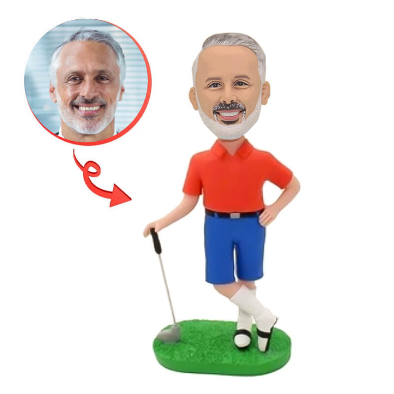 Custom Golfing Bobblehead for Dad - Personalized Golf Lover Gift for Father's Day, Birthday & Retirement - Fun Office Desk Decor & Sports Memorabilia