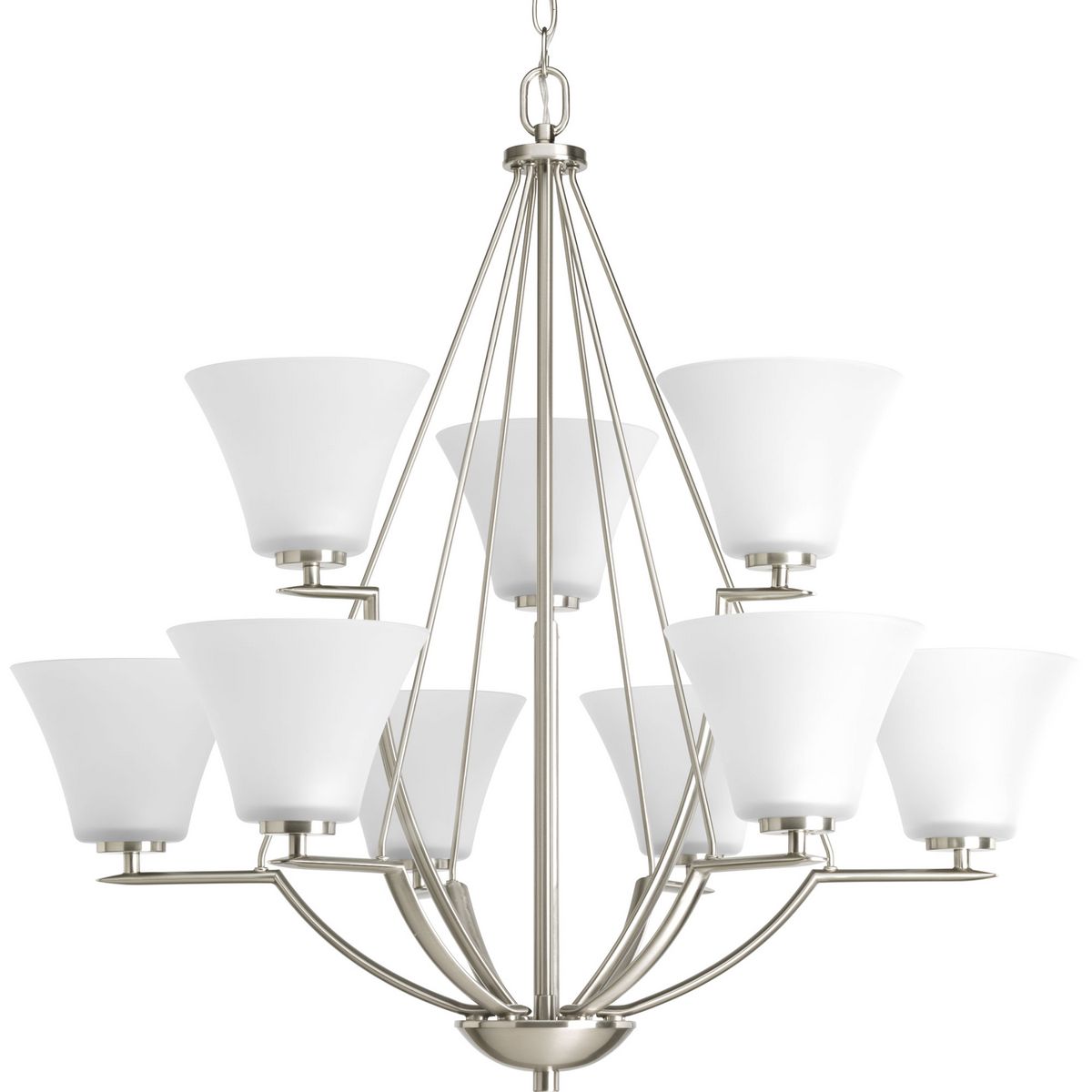 Bravo Collection Nine Light Two-Tier Chandelier - Elegant Crystal Ceiling Light Fixture for Dining Room, Living Room & Bedroom Decor