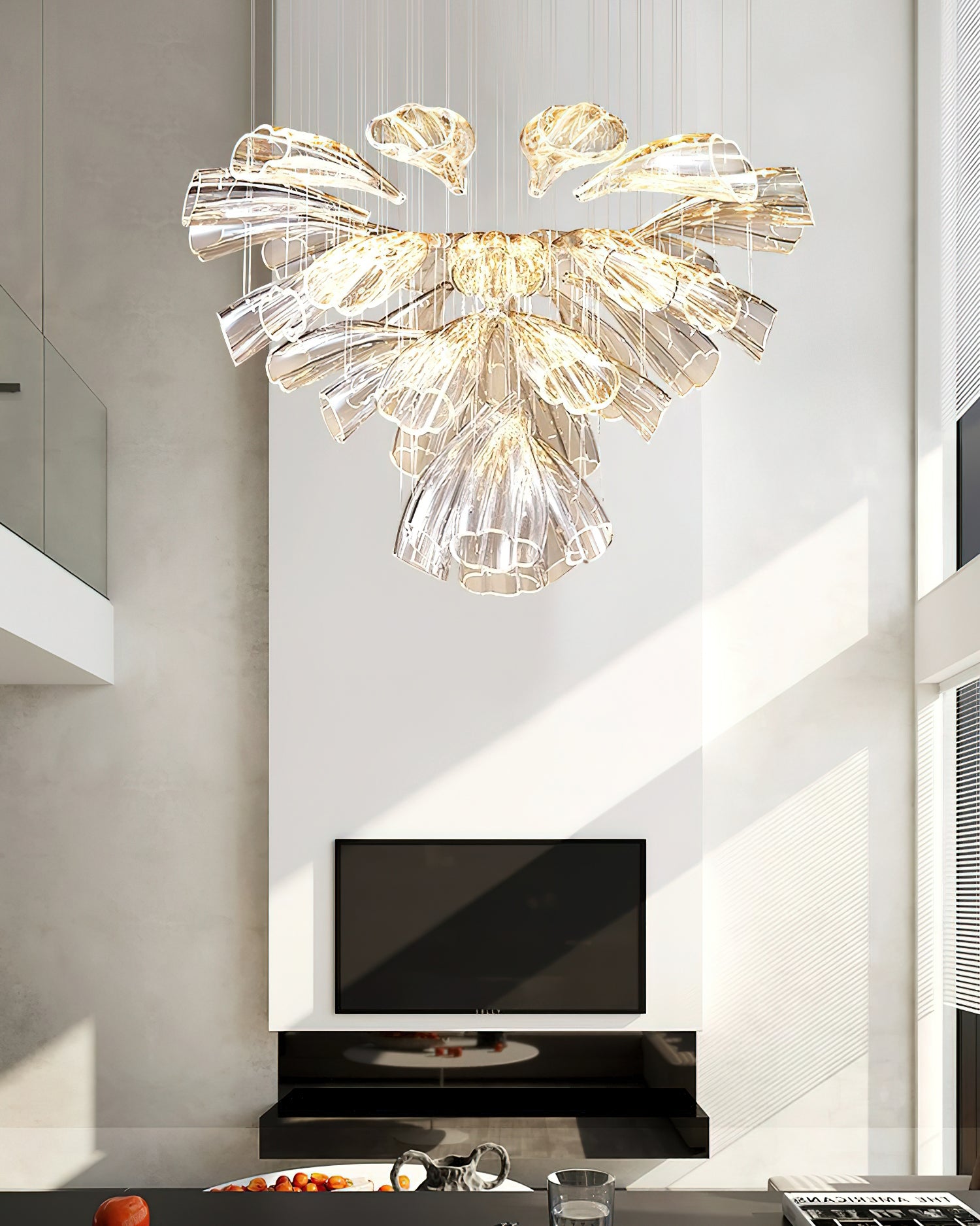 Elegant Glass Lotus Chandelier - Modern Ceiling Light Fixture for Living Room, Bedroom, Dining Room & Home Decor