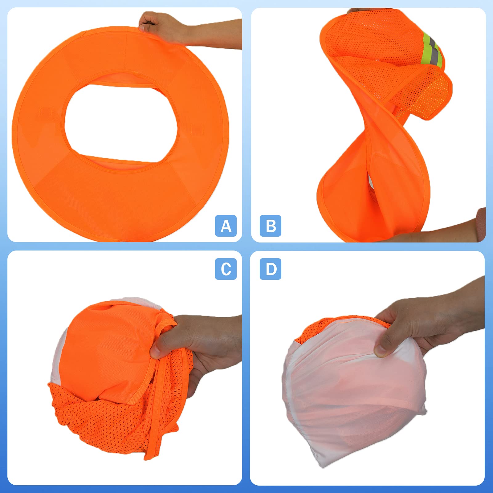High Visibility Hard Hat Sun Shade & Neck Visor with Reflective Strip - Full Brim Safety Accessory for Men & Women (2 Pack, Orange) - Perfect for Construction, Road Work & Outdoor Labor Protection