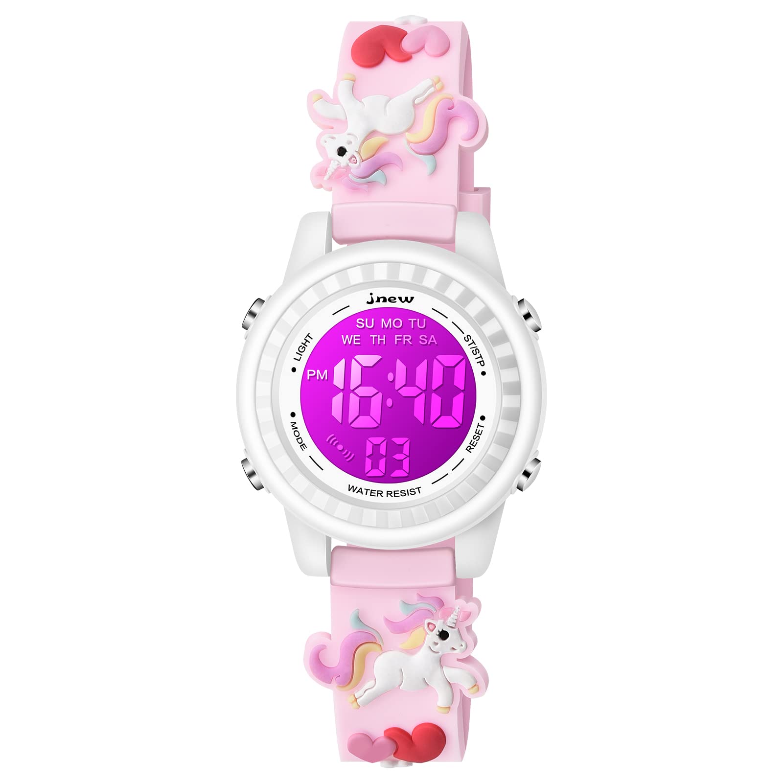 Venhoo Kids Digital Watch - 3D Cartoon Waterproof Wristwatch with 7 Color LED Lights, Alarm & Stopwatch for Girls Ages 3-10 | Perfect for School, Playtime & Outdoor Activities