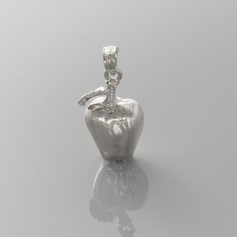 925 Sterling Silver Apple Pendant Necklace with Chain - 3D Fruit Charm with Stem & Leaf - Perfect for Gifts, Birthdays, and Everyday Jewelry