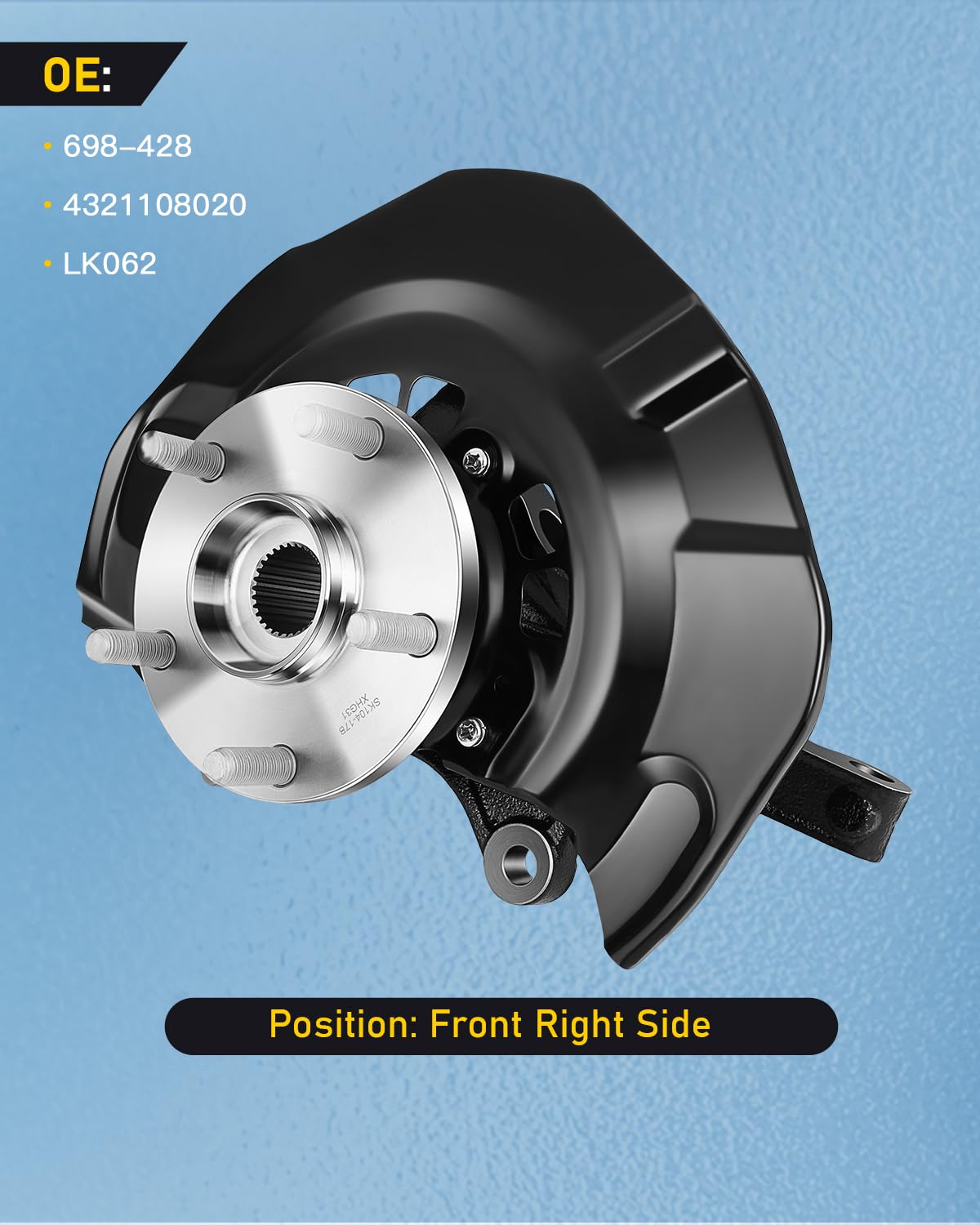 OCPTY Wheel Hub Bearing Steering Knuckle Assembly - Front Passenger (Right) Side - Compatible with 2004-2006 Toyota Sienna 3.3L & 2007-2010 Toyota Sienna 3.5L (Part# 698-428) - Perfect for Smooth Ride, Wheel Alignment & Suspension Repair