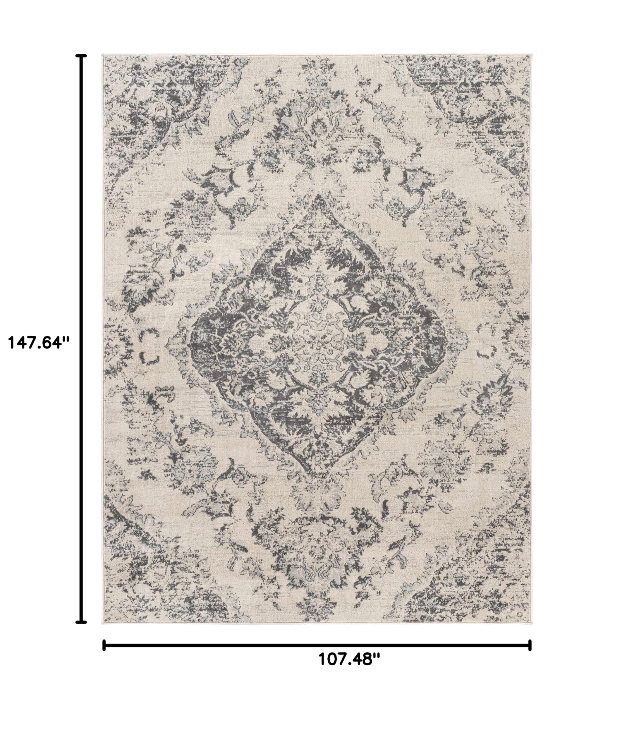 Hauteloom Kotara Traditional Gray and Beige Area Rug 9' x 12'3