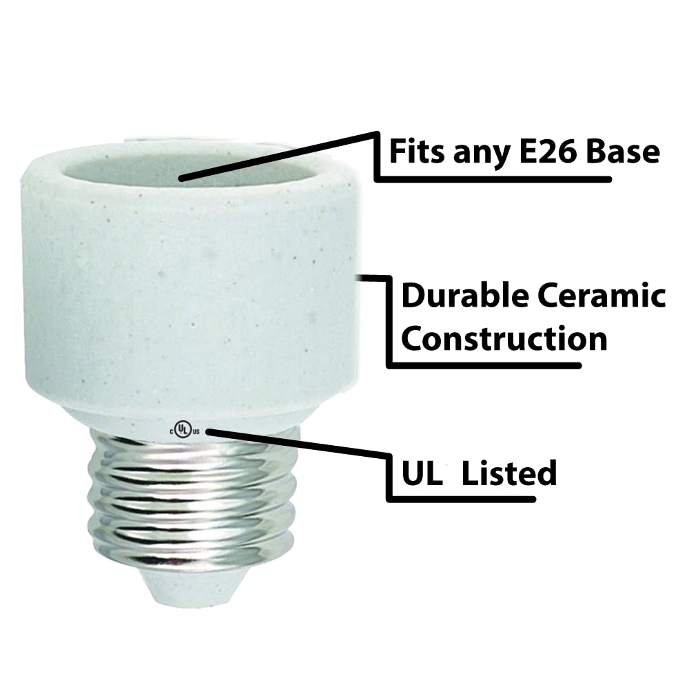Miracle LED 1” Rough Service Premium U.L. Listed Socket Extenders - Compatible with LED, CFL & Incandescent Bulbs (2-Pack) - Ideal for Hard-to-Reach Fixtures, Ceiling Fans & Outdoor Lighting