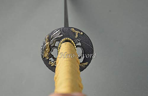 Handmade T1060 High Carbon Steel Japanese Tanto Sword with Dragon Tsuba - Full Tang, Razor Sharp Blade - Perfect for Martial Arts Training, Cosplay, and Collectors Display