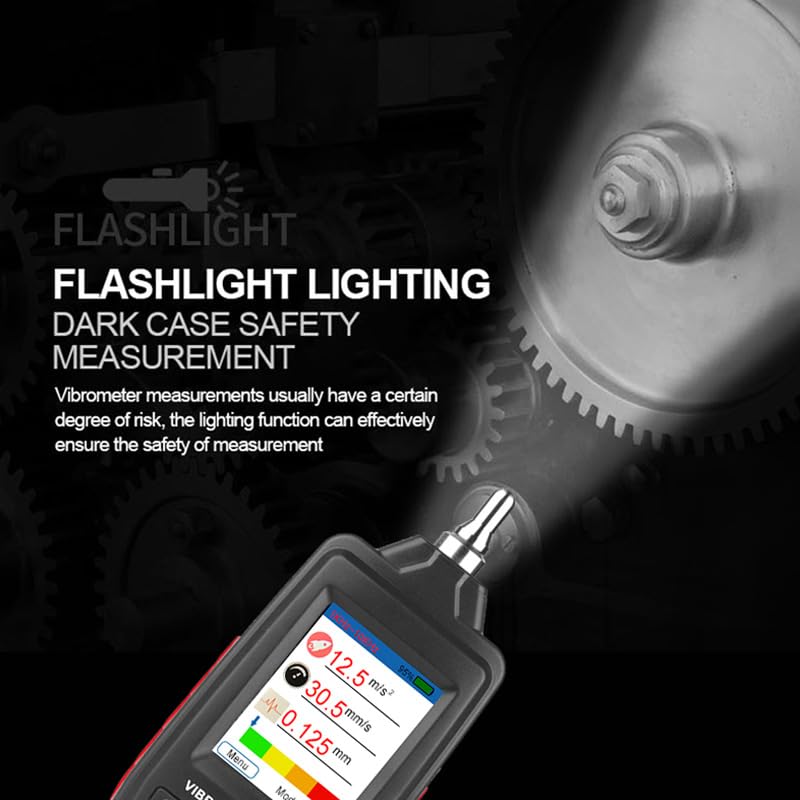WT63B Digital Vibration Meter - High Sensitivity Portable Vibration Tester with Accelerometer, Resettable Job Timer & Color LCD Display | Industrial Equipment Maintenance, Machine Condition Monitoring, HVAC System Diagnostics