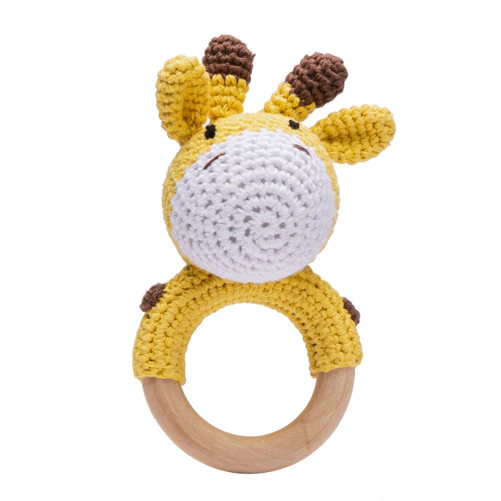 Wooden Baby Rattle Toy - Natural Giraffe Shaker for Newborns | Perfect Easter Gift for Boys & Girls