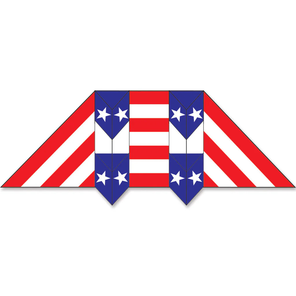 10.5' Double Box Kite - Patriotic American Flag Design for Outdoor Fun, Beach Flying, and Family Picnics