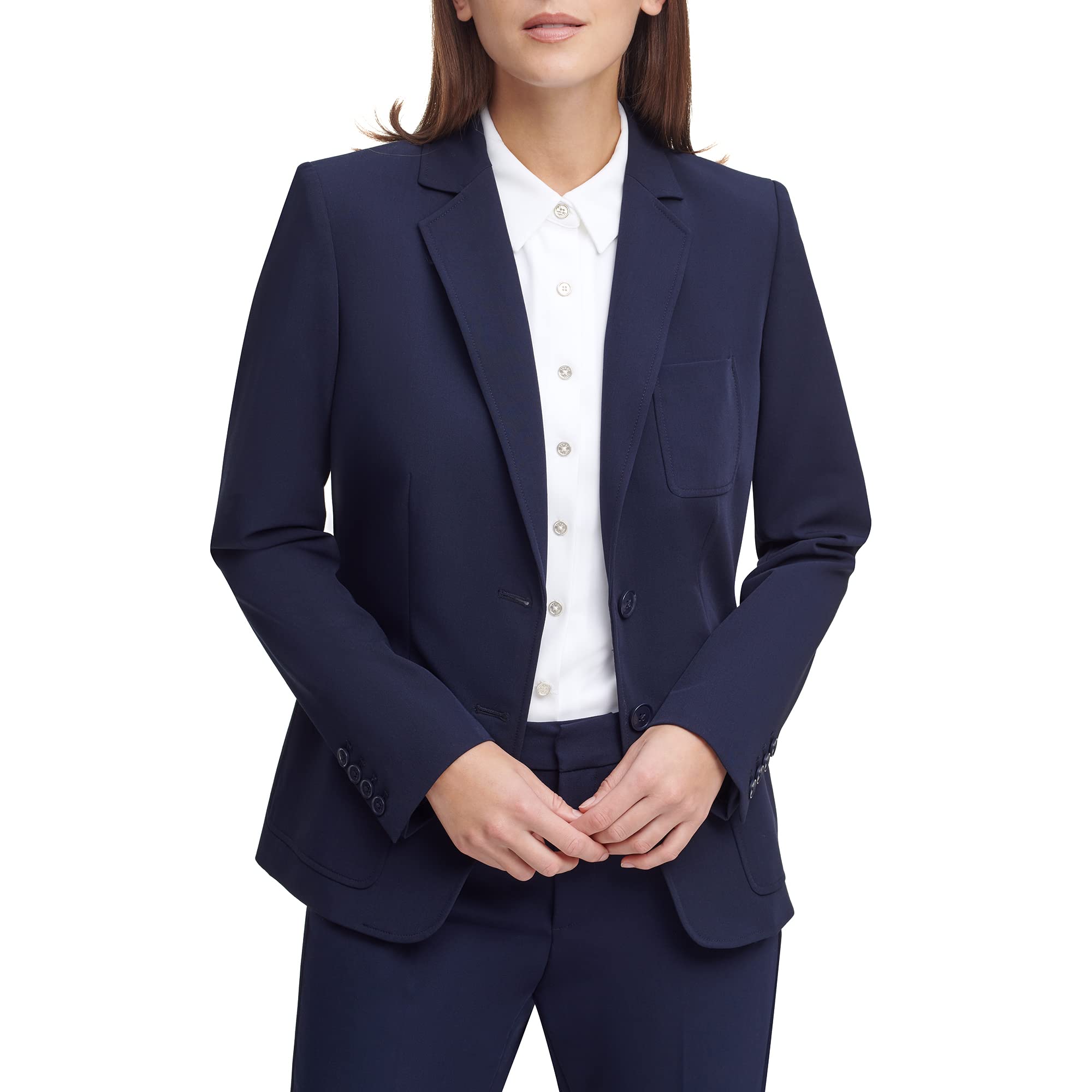 Tommy Hilfiger Women's Two Button Blazer Jacket - Slim Fit Professional Workwear for Office and Business Meetings