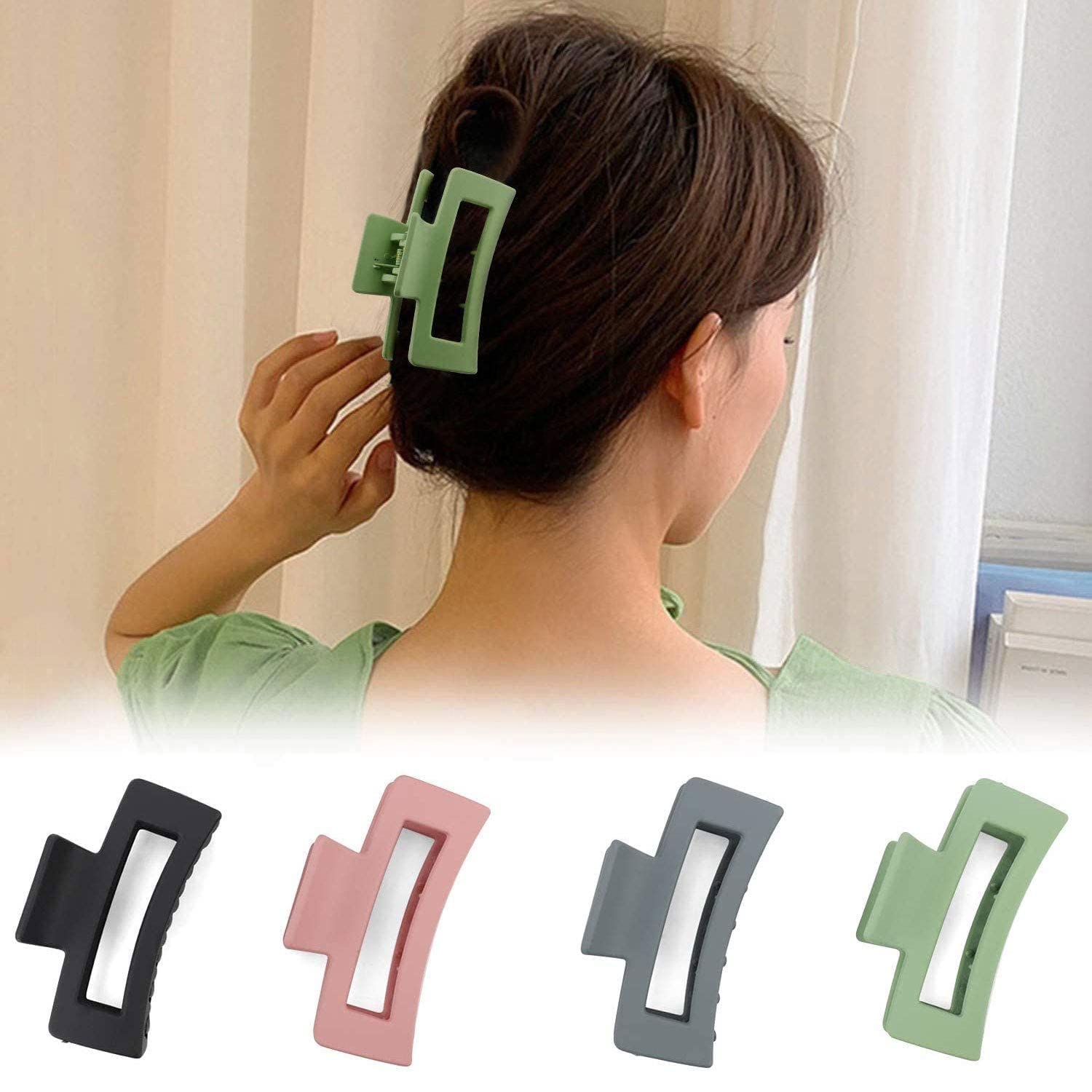 ALIBA COLLECTION 4 Pcs Non-Slip Matte Square Claw Clips for Thick Hair - Small Rectangle Hair Clips for Women (Multicolor) - Perfect for Ponytails, Buns & Everyday Hairstyles