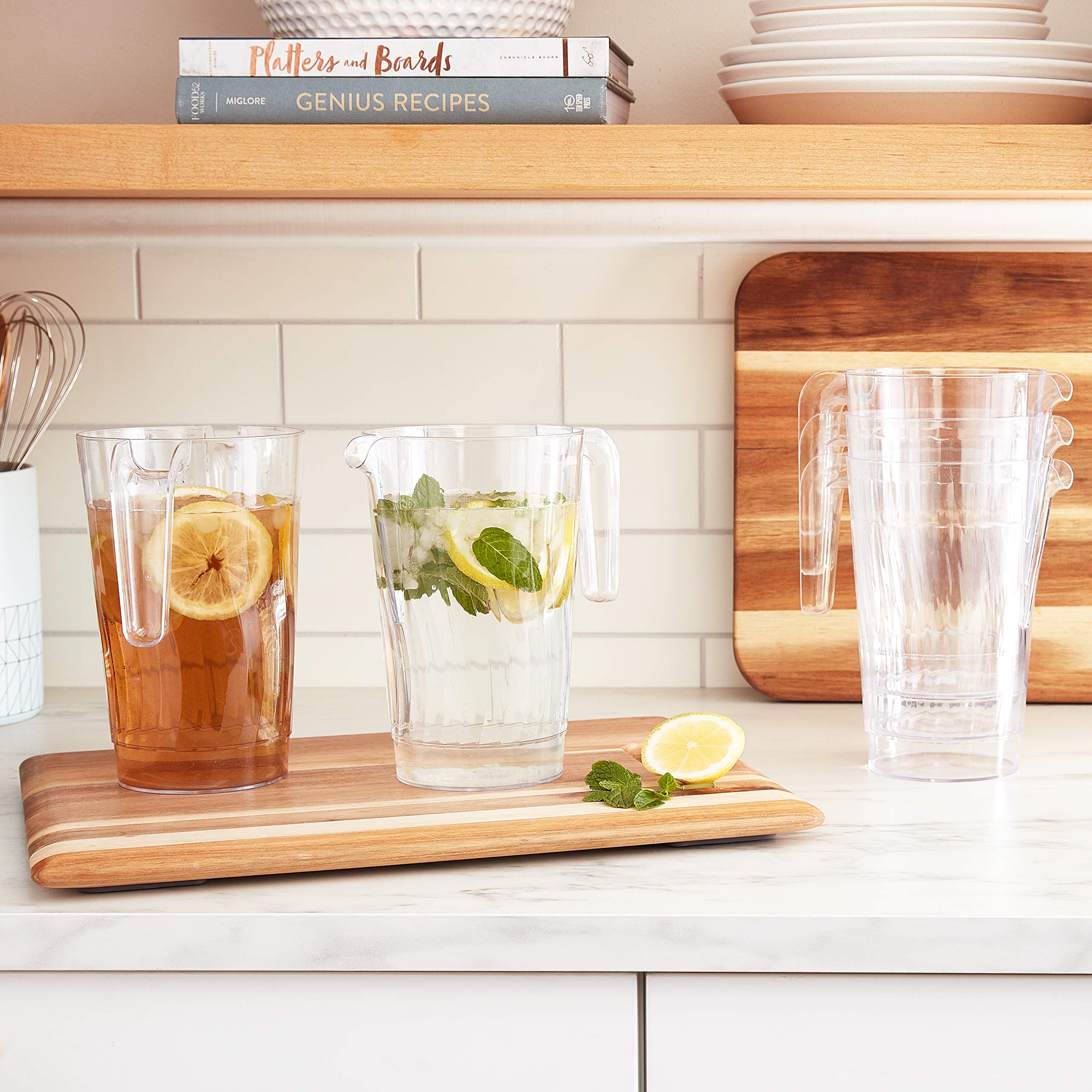 Fineline Settings 50-Piece Clear 50 Oz Pitcher Set - Elegant Glass Pitchers for Iced Tea, Lemonade & Party Beverage Serving - Perfect for Weddings, Catering & Home Entertaining