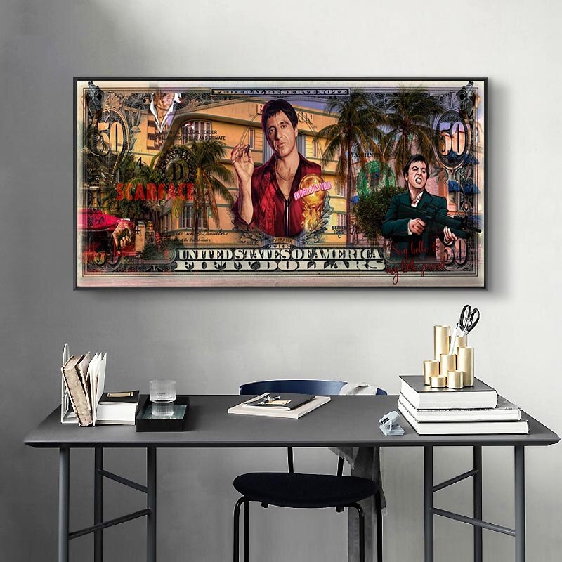 Scarface Movie Wall Art Canvas - Tony Montana 'Say Hello to My Little Friend' Quote - Perfect for Home, Office & Movie Themed Decor