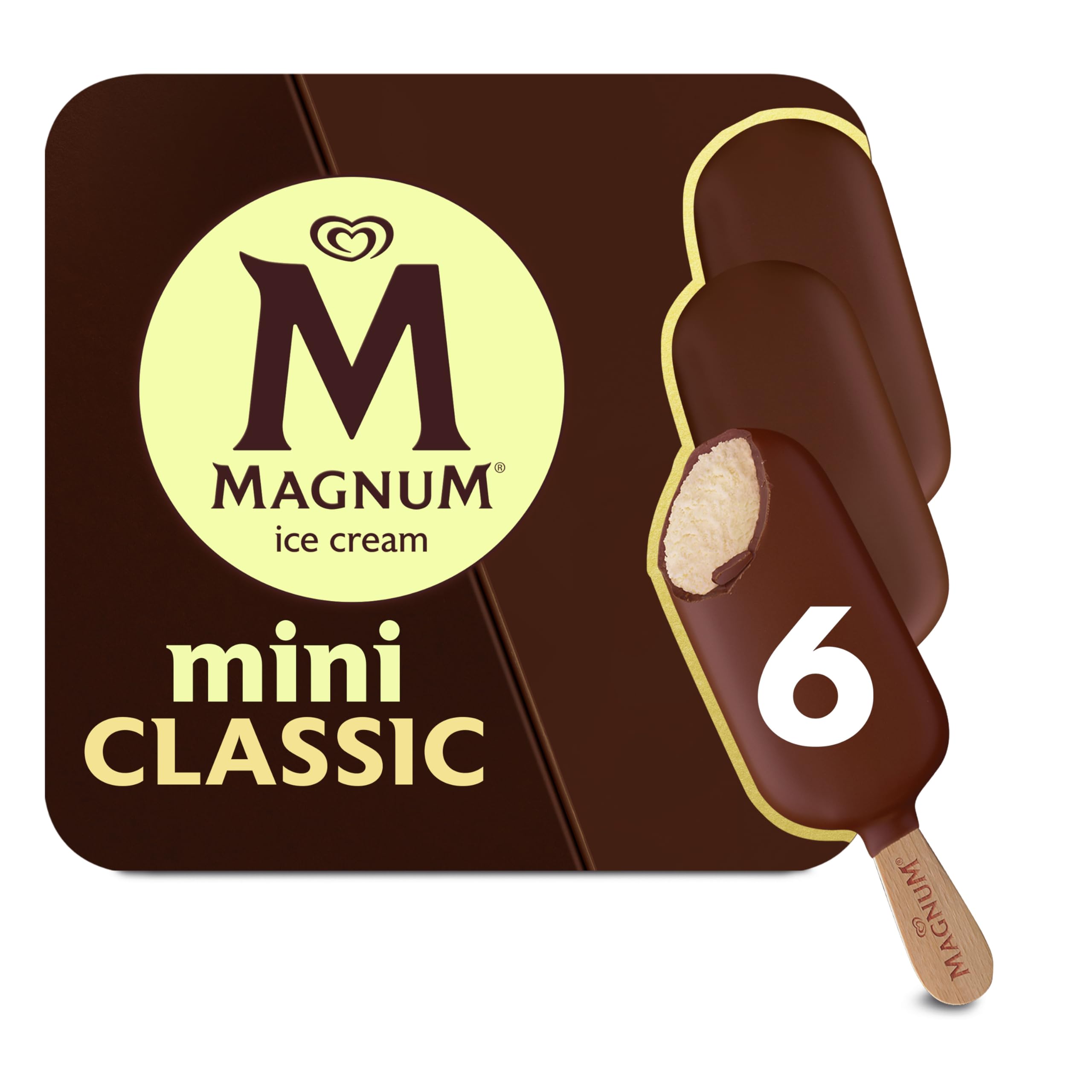 Magnum Mini Ice Cream Bars - Belgian Chocolate (44% Cacao) Frozen Dessert - 11.1 oz (6 Count) - Perfect for Parties, Snacks & Summer Treats