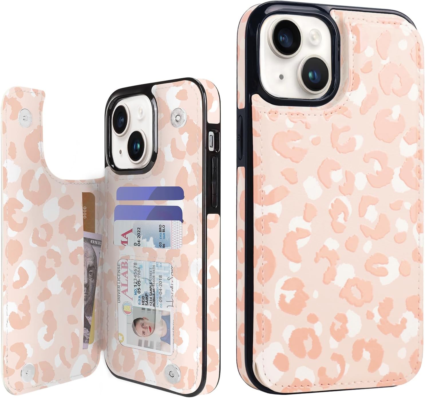 iPhone 15 Plus Wallet Case with Card Holder Slots - PU Leather Folio Flip Cover with Kickstand & Double Magnetic Clasp | Perfect for Daily Commute, Business Meetings & Travel Protection