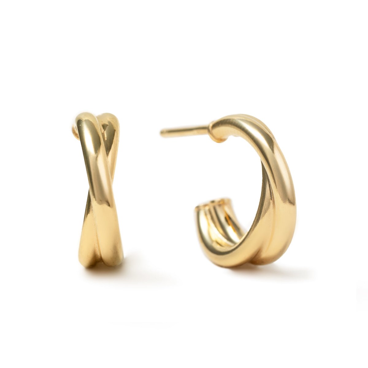 Criss Cross Mini Hoops Earrings - 14K Gold Plated Dainty Huggie Hoops for Women - Perfect for Everyday Wear, Gifts & Special Occasions