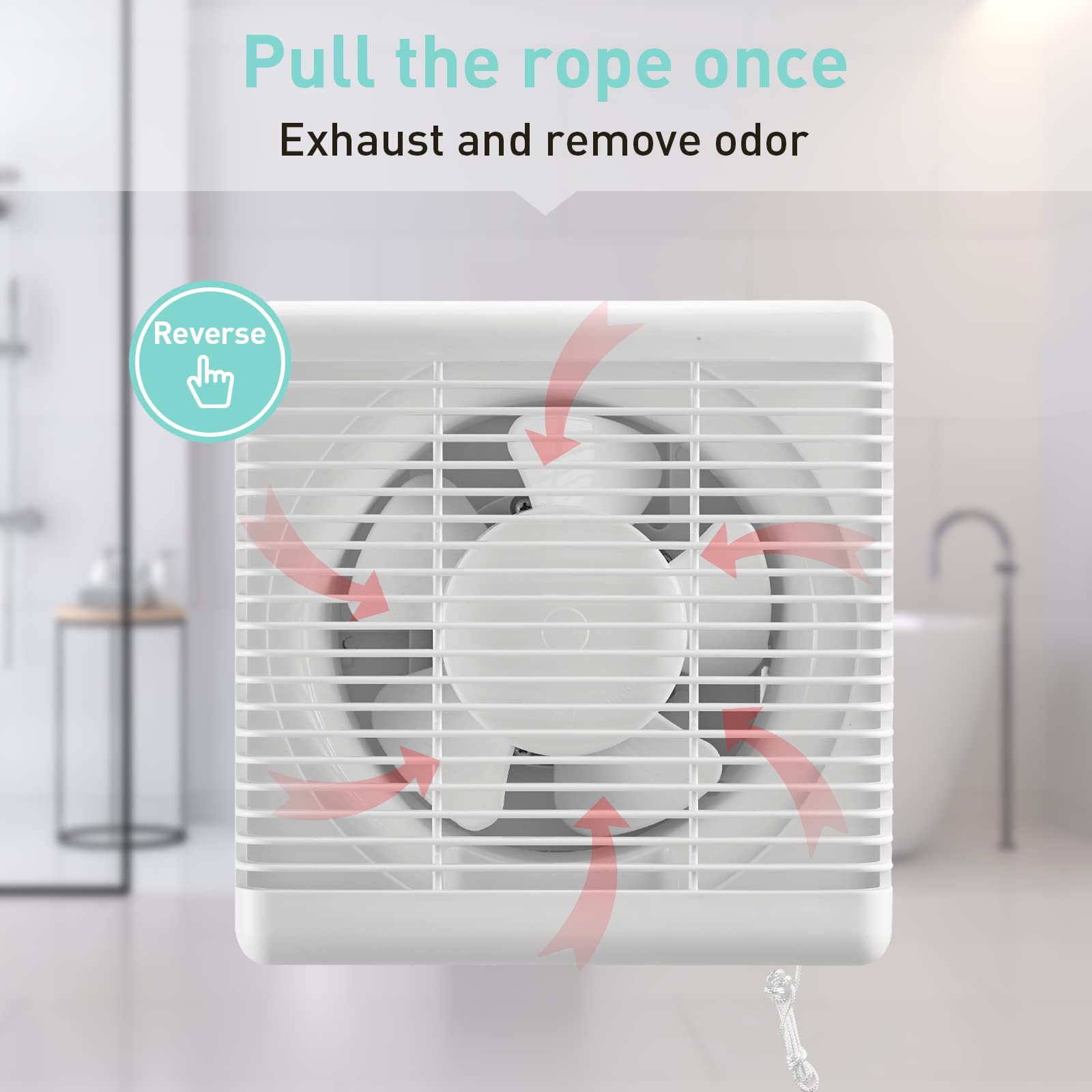 8 Inch Exhaust Shutter Fan - 294 CFM High Power Bathroom Ventilation Fan, 2-Way Reversible Airflow for Kitchen, Attic & Basement | Quiet Window Vent Blower for Home & Commercial Use