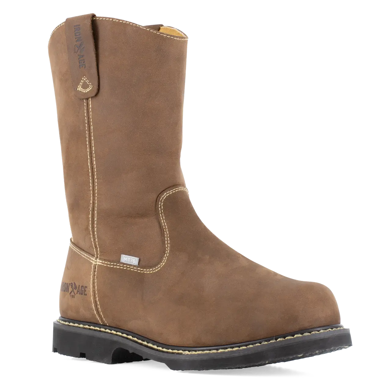 Groundbreaker Composite Toe 11 Inch Waterproof Work Boots with Met Guard - Pull On Safety Shoes for Men, Brown | Ideal for Construction, Warehouse & Industrial Work