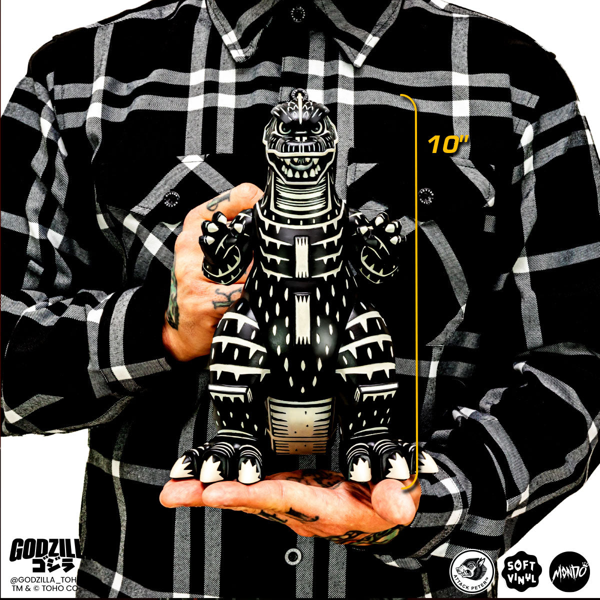 Godzilla Vinyl Designer Figure by Attack Peter - Linocut Variant Collectible Toy for Home Decor, Gift & Pop Culture Display