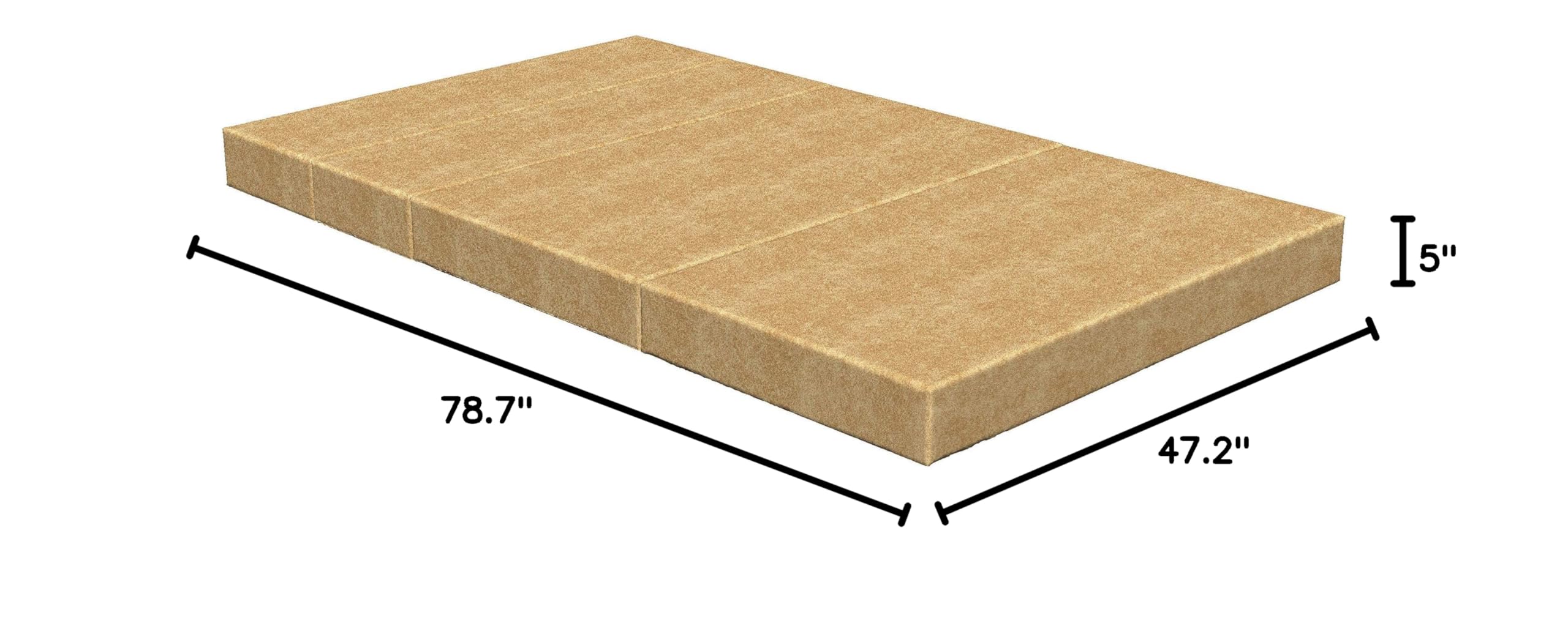 Ambesonne Faux Suede Foldable Mattress - Digitally Printed Weathered Texture, Portable Futon Mat & Lightweight Sleeping Pad for Guest Bed, Camping, Dorms - Pale Earth Yellow King Size | Perfect for Spare Bedrooms, Travel & Outdoor Adventures