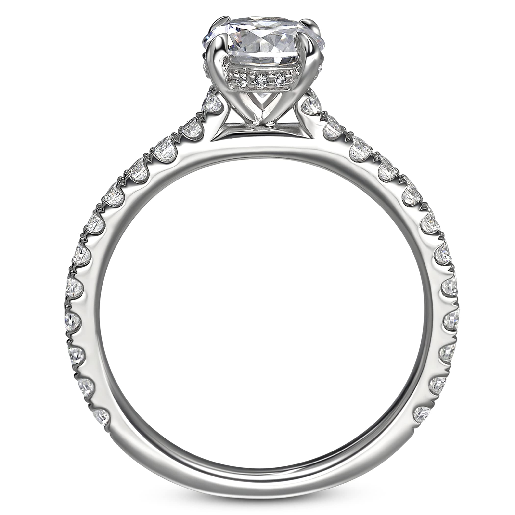 1ct Round Brilliant Cut D Color VVS Moissanite Engagement Ring for Women - Hidden Halo Design in Sterling Silver | Perfect for Proposals, Weddings & Anniversary Gifts
