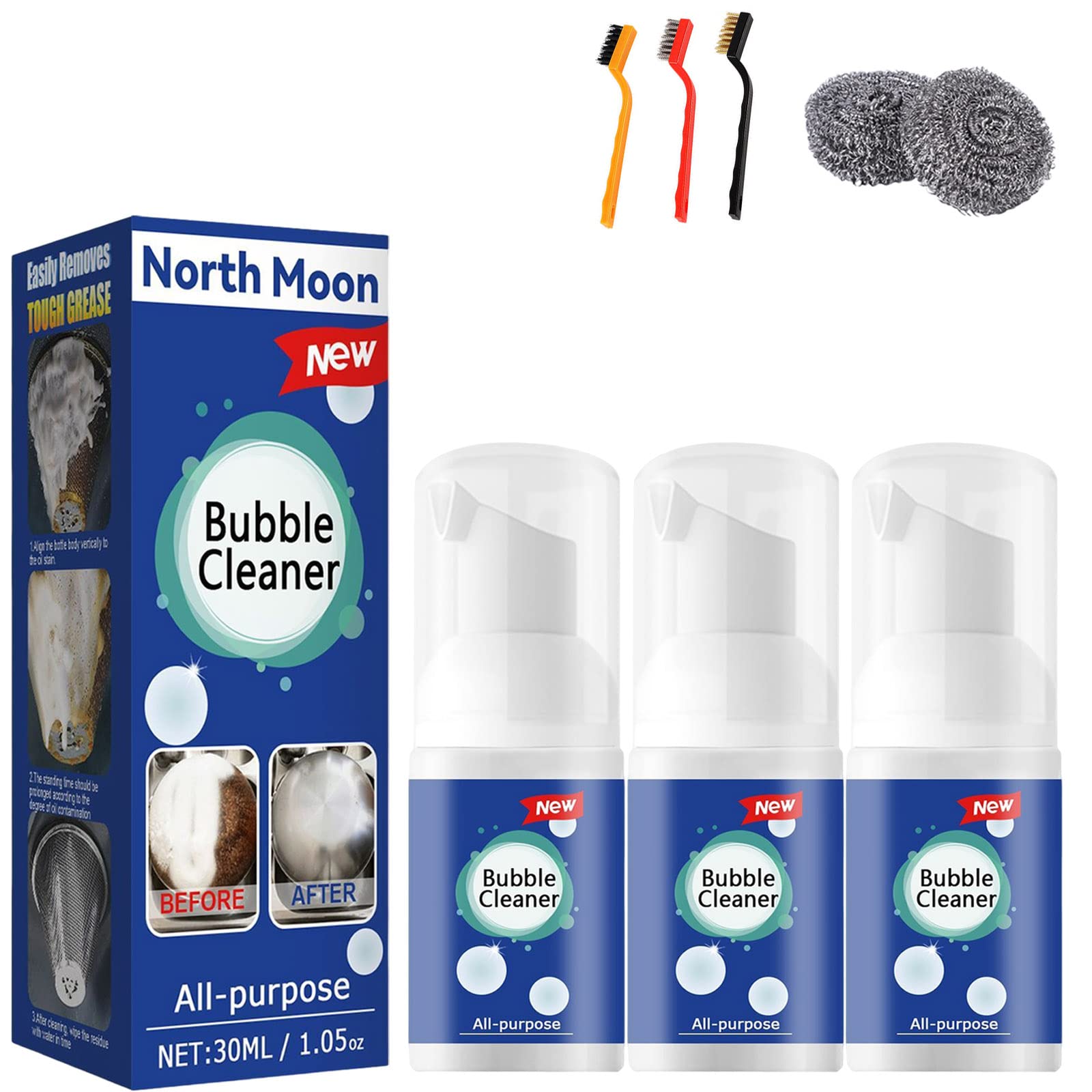**Foaming Heavy Oil Stain Cleaner - Powerful All-Purpose Foam Cleaner for Stubborn Grease & Grime - Bubble Spray (30ml, 3pcs) - Ideal for Kitchen, Garage & Industrial Use**