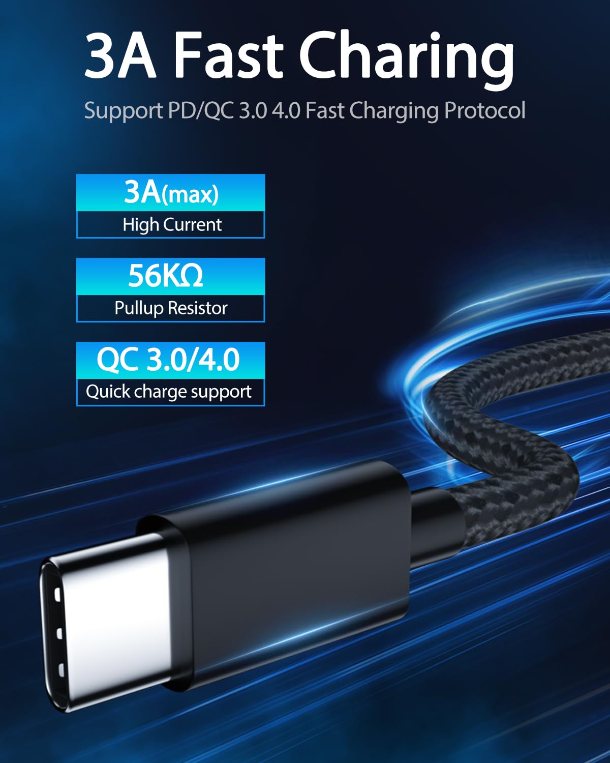 2-Pack 6FT USB-C Charger Cable for Motorola Moto G Fast/G Power/G Pure/G Stylus 5G | Fast Charging & Durable Braided Cord | Compatible with Moto G9/G8/G7 Series, Z Series & Droid | Perfect for Home, Office & Travel Charging