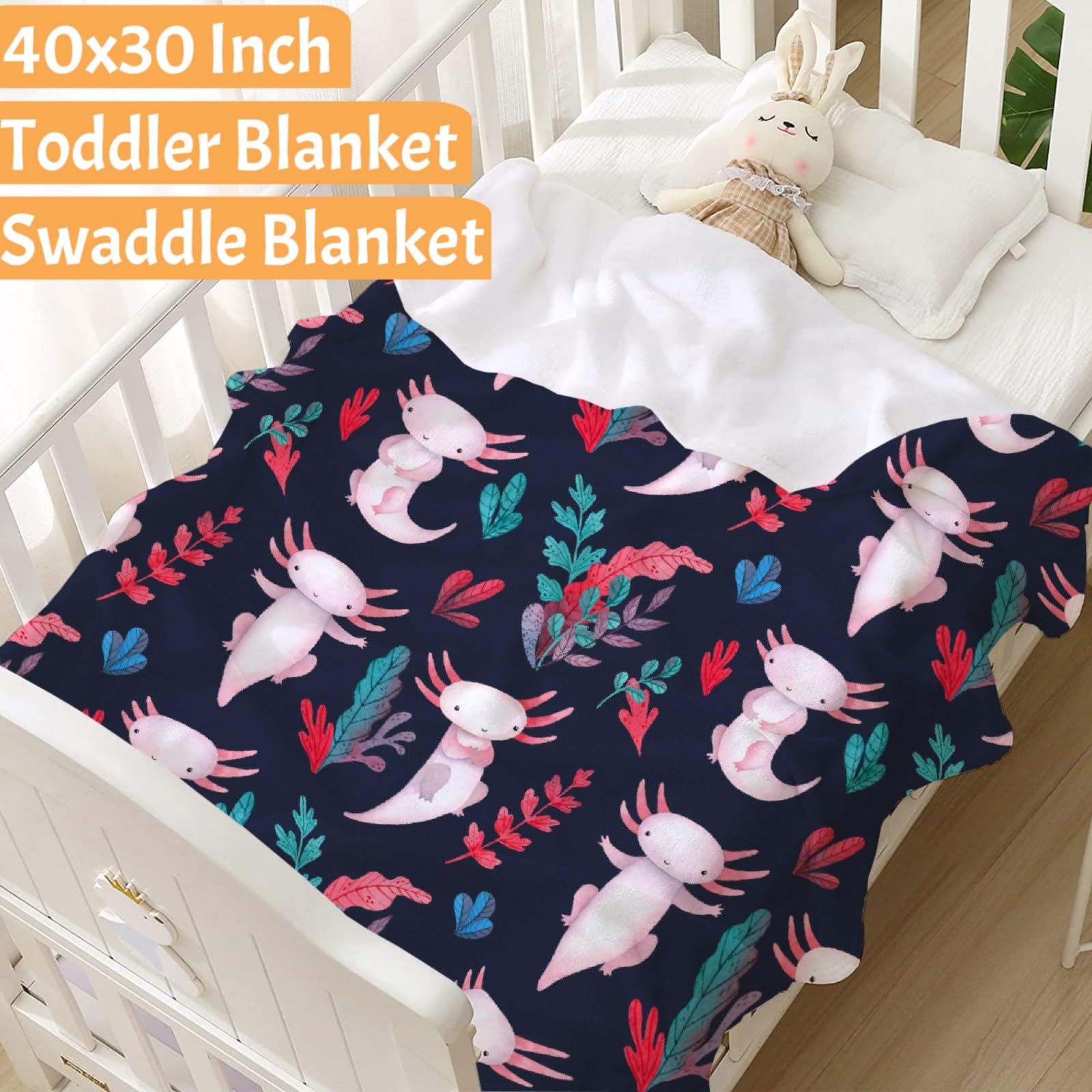 Super Soft Pink Axolotl Plush Blanket - 40x30 Inch Cuddly Throw for Baby Girls, Bed, Couch & Sofa - Perfect Gift for Kids & Axolotl Lovers (Avalokitesvara Inspired Design) | Great for Nursery, Lounging & Cozy Movie Nights