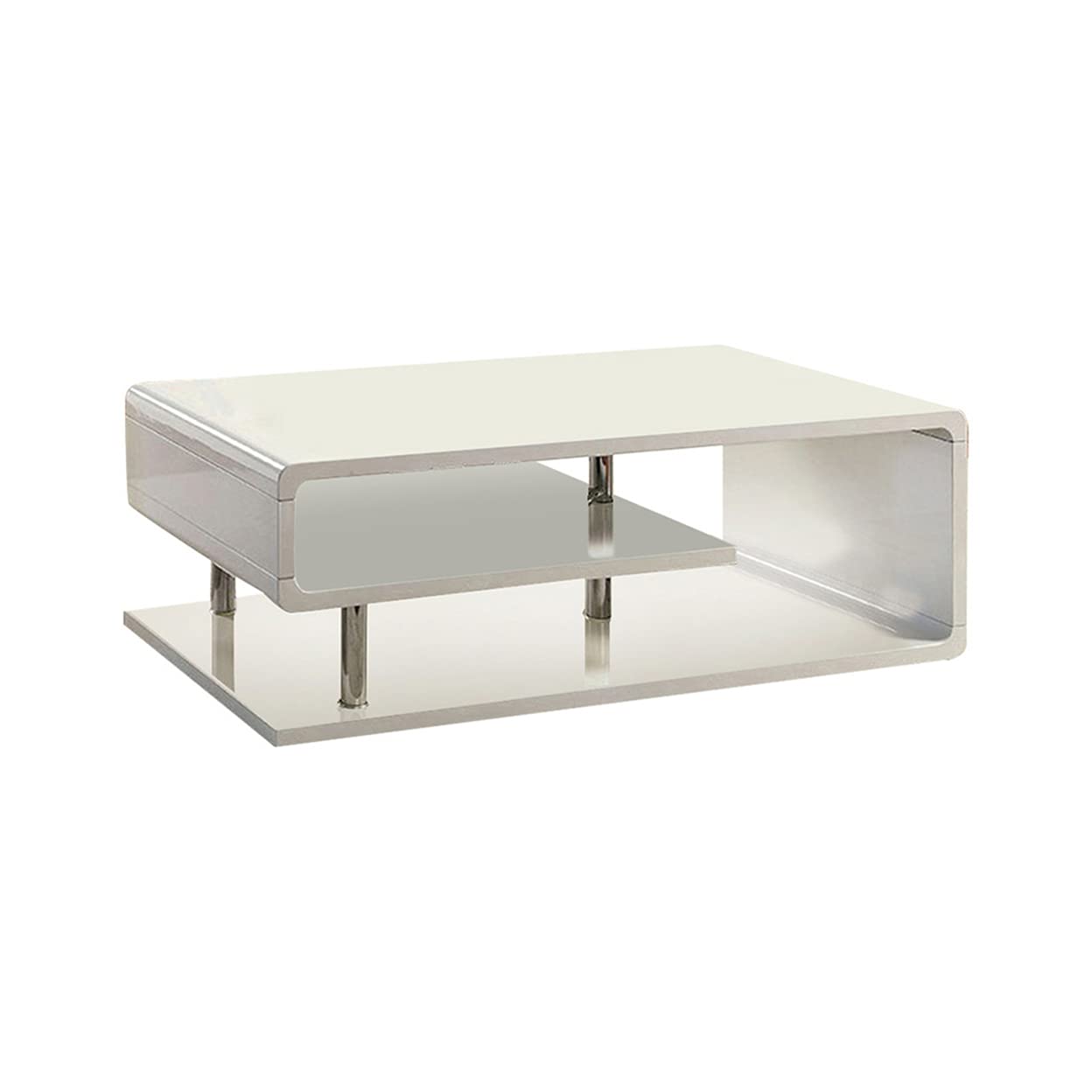 Furniture of America Ninove I White High Gloss Coffee Table - Modern Living Room Centerpiece for Home Decor & Entertainment Spaces