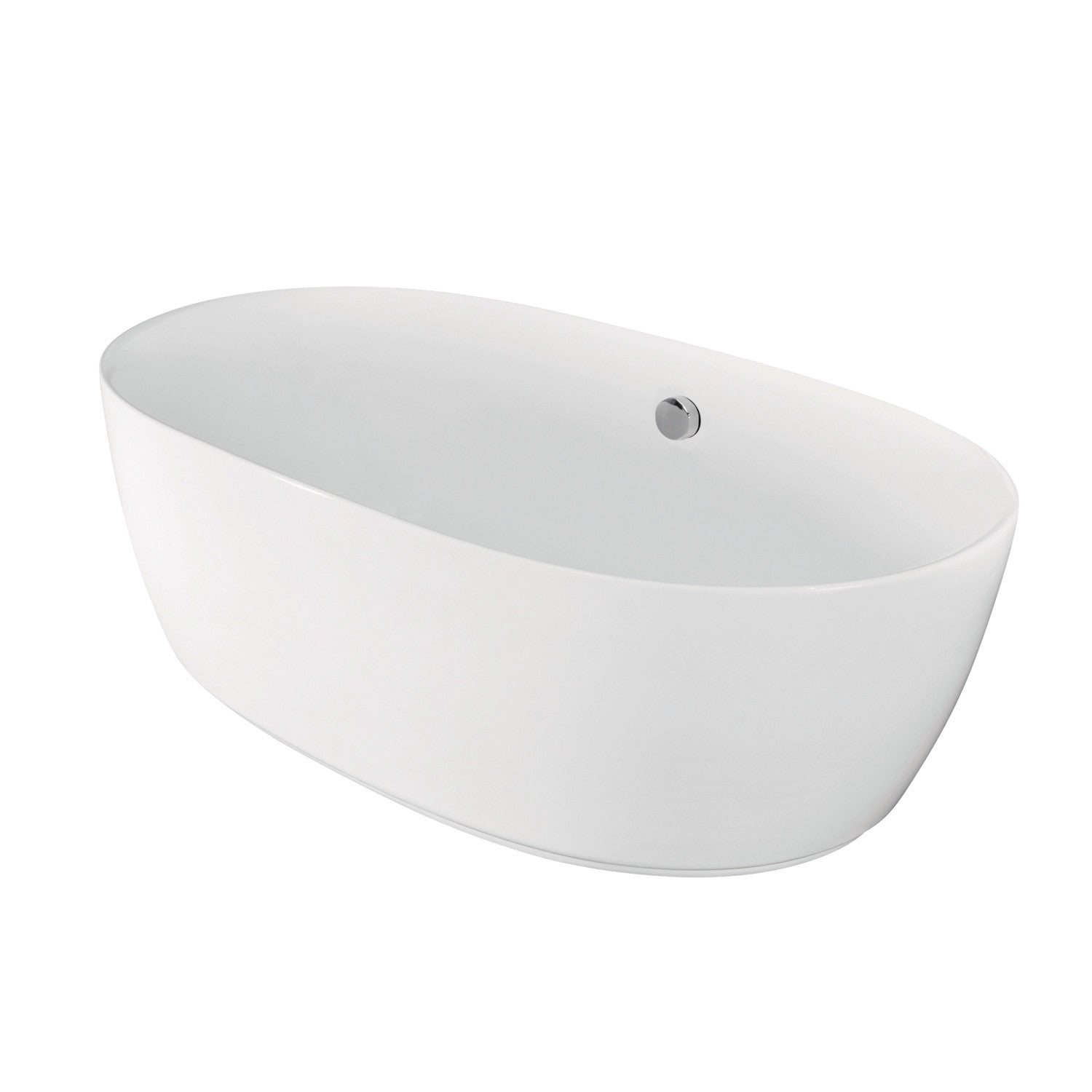 Aqua Eden VTDE713321 71-Inch Glossy White Acrylic Oval Freestanding Bathtub with Drain - Double Ended Soaking Tub for Luxury Bathrooms & Spa Retreats