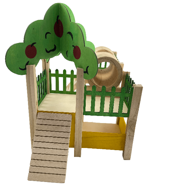 Premium Moss Hollow Small Animal Playground - Natural Wooden Hamster & Guinea Pig Habitat with Tunnels & Hideouts - Perfect for Small Pets Play & Exercise at Home