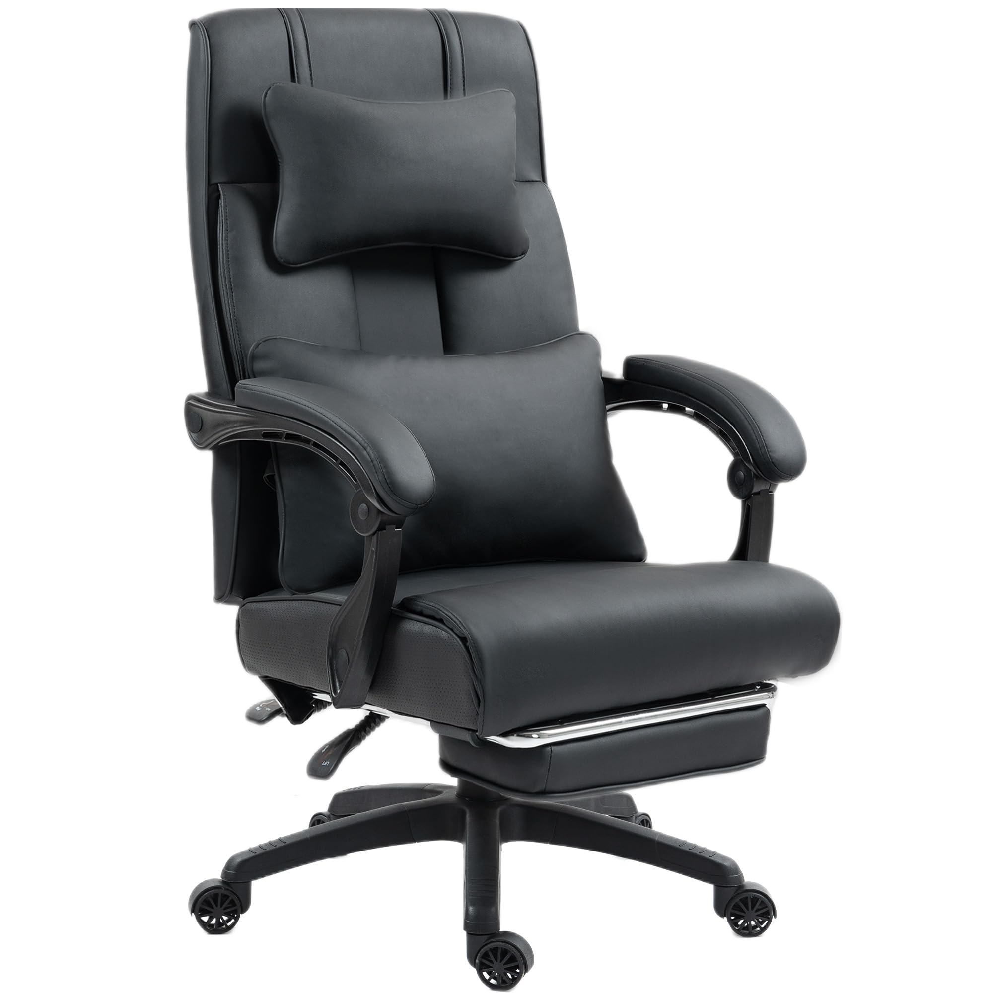 Dowinx Big and Tall Executive Office Chair - Ergonomic High Back Leather Computer Desk Chair with Footrest & Lumbar Support - 350LBS Capacity Swivel Reclining Gaming Chair for Home Office & Workspace - Black
