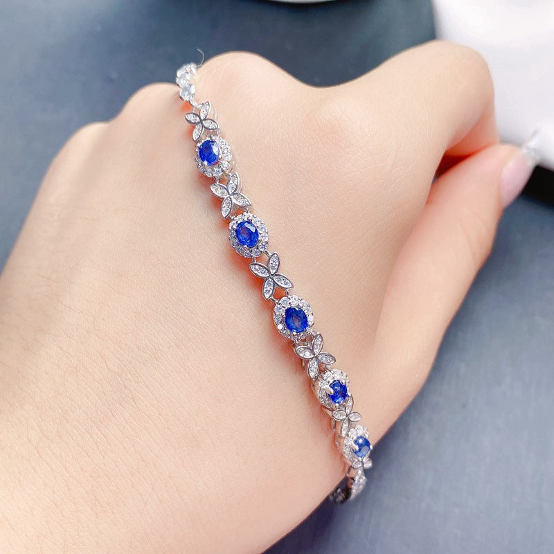 FME B160 Sapphire Chain Bracelet - Elegant Gemini Birthstone Jewelry for Women | Perfect Gift for Birthday, Anniversary & Special Occasions
