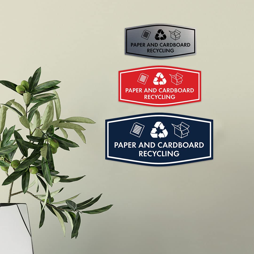 Eco-Friendly Brushed Gold Paper & Cardboard Recycling Sign - Large Wall Decal for Office, School & Home Sustainability Awareness