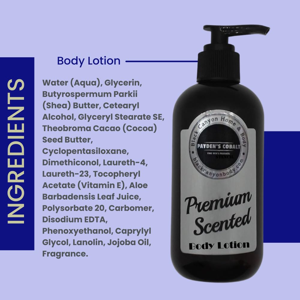 Payden's Cobalt Currant & Oakmoss Scented Body Lotion and Body Spray Gift Set for Men, 8 Oz - Moisturizing & Fragrance Duo for Daily Use, Gym, Work, and Special Occasions