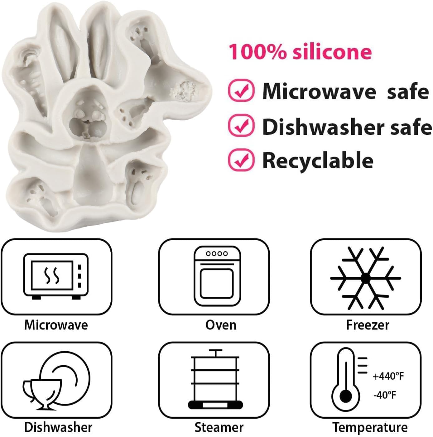 Skytail 3D Easter Rabbit Silicone Mold - Bunny & Carrot Theme Fondant Chocolate Mold for Cake Decorating, Cupcake Toppers, Candy Making, Resin Crafts, and Candle Making | Perfect for Easter Desserts, Party Treats & DIY Baking Projects