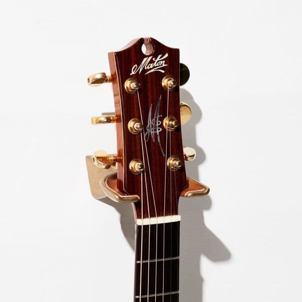 MINIM Sandcast Guitar Hanger - Brass/Tan Wall Mount for Acoustic & Electric Guitars - Perfect for Bedroom, Studio & Music Room Decor