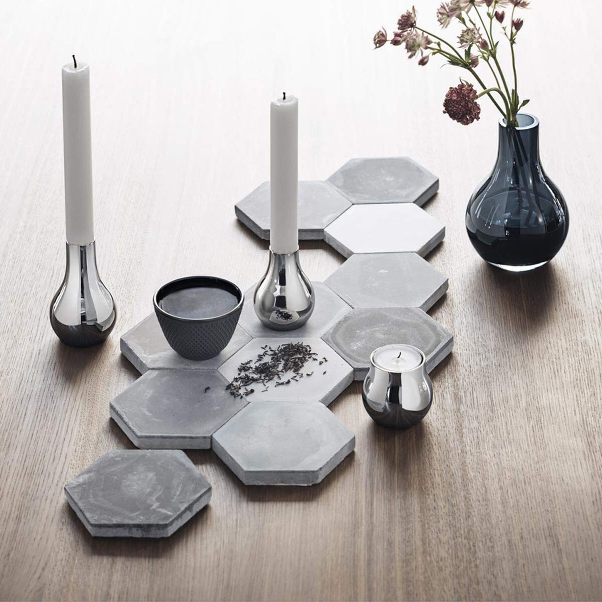 Georg Jensen Cafu Tealight Holders - Set of 2 Mirror Polished Stainless Steel Candle Holders for Home Decor, Wedding Centerpieces & Romantic Ambiance