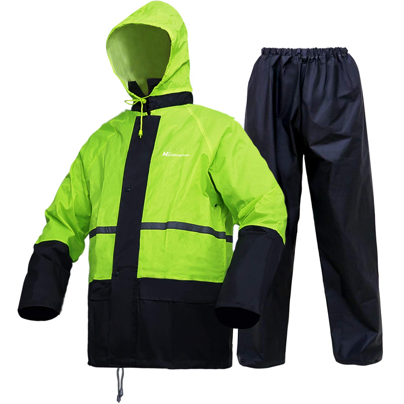 HANMENGXUAN Waterproof Rain Suit for Men & Women - Lightweight Rain Jacket & Pants Set for Outdoor Work, Hiking, Fishing & Storm Protection