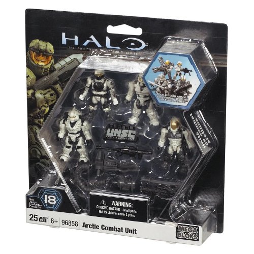 Mega Bloks Halo Arctic Combat Unit UNSC White Building Blocks Set - Military Action Figure Playset for Kids & Collectors - Perfect for Battle Scenes & Display