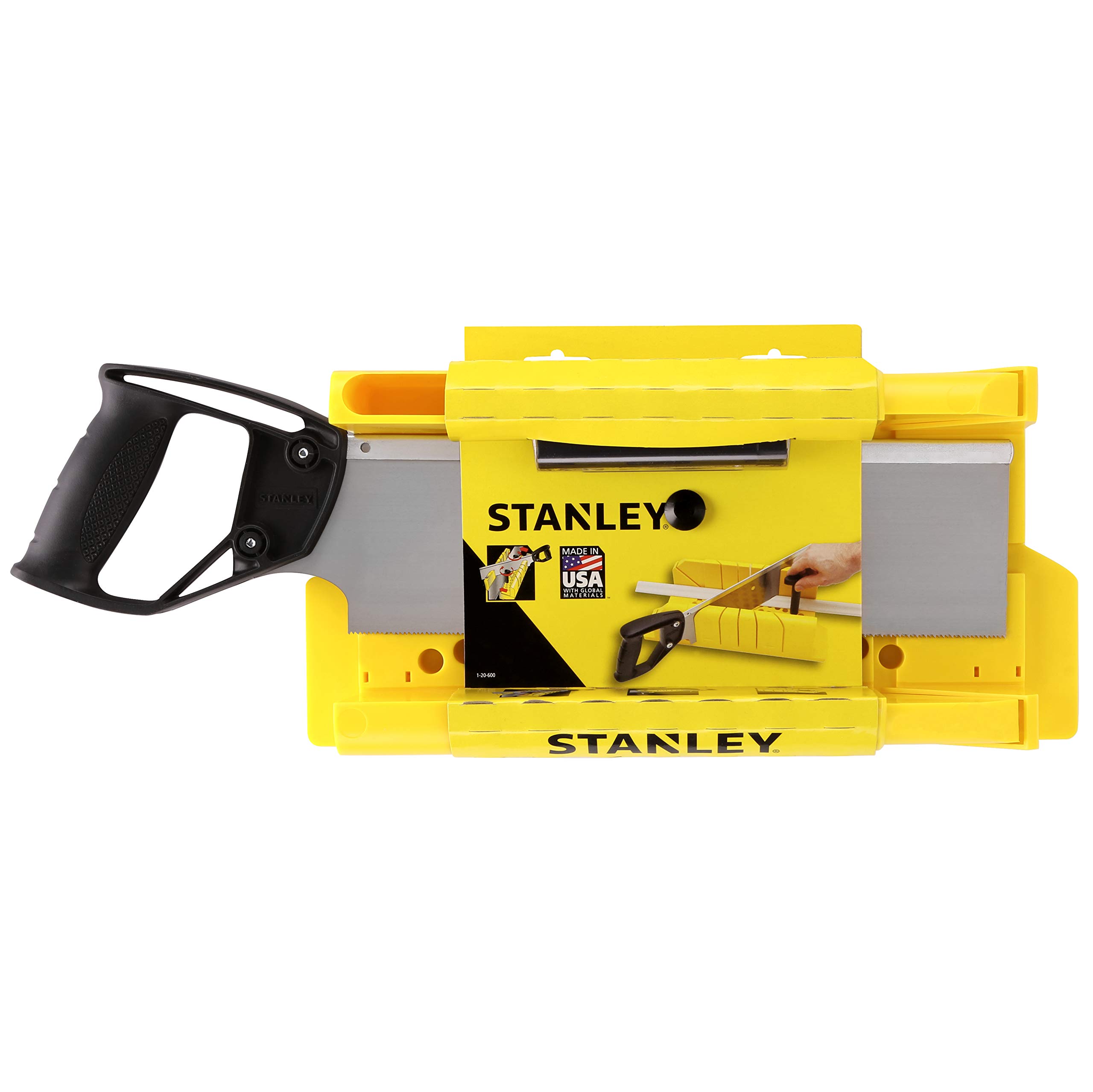 Stanley 1-20-600 Saw Storage Miter Box with Included Saw - Durable Black Woodworking Tool for Precise Angle Cuts | Perfect for DIY Projects, Carpentry & Home Renovations